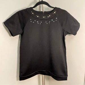 French Connection Quilted Black Blouse - small